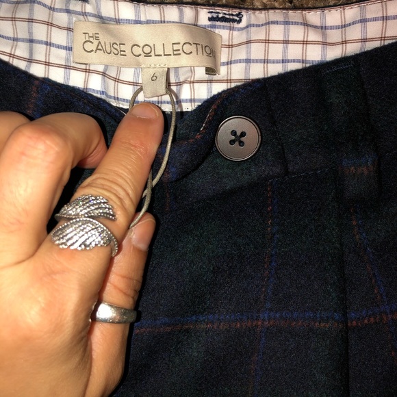 NWT! Trendy Trousers Navy, Hunter, Tan Plaid Style - Picture 4 of 10